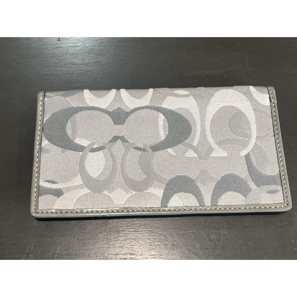 VTG Coach Gray Checkbook Cover Purple Inside "C" Logo - Picture 2 of 6